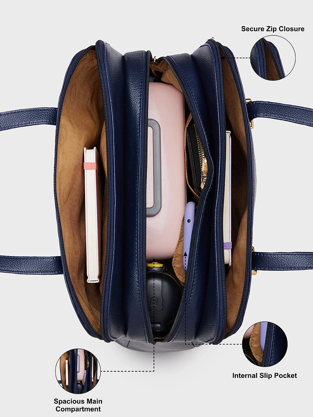 Caprese Rooky Large Navy Satchel Bag - Image 7