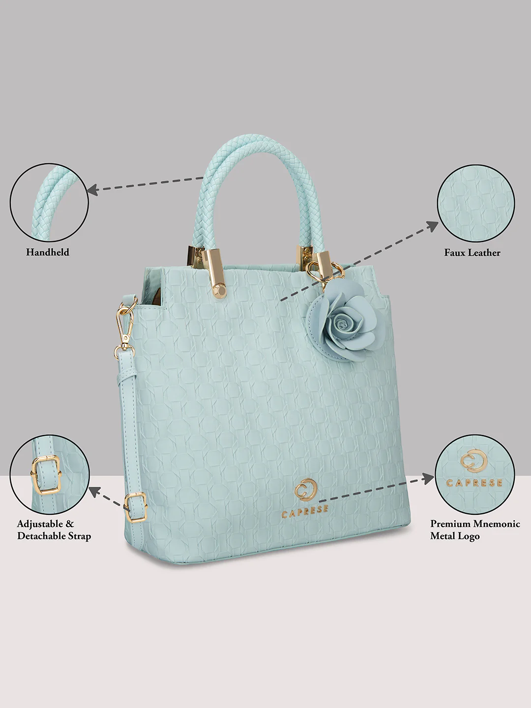 Caprese Rosa Small Light Blue Tote Bag - Image 3