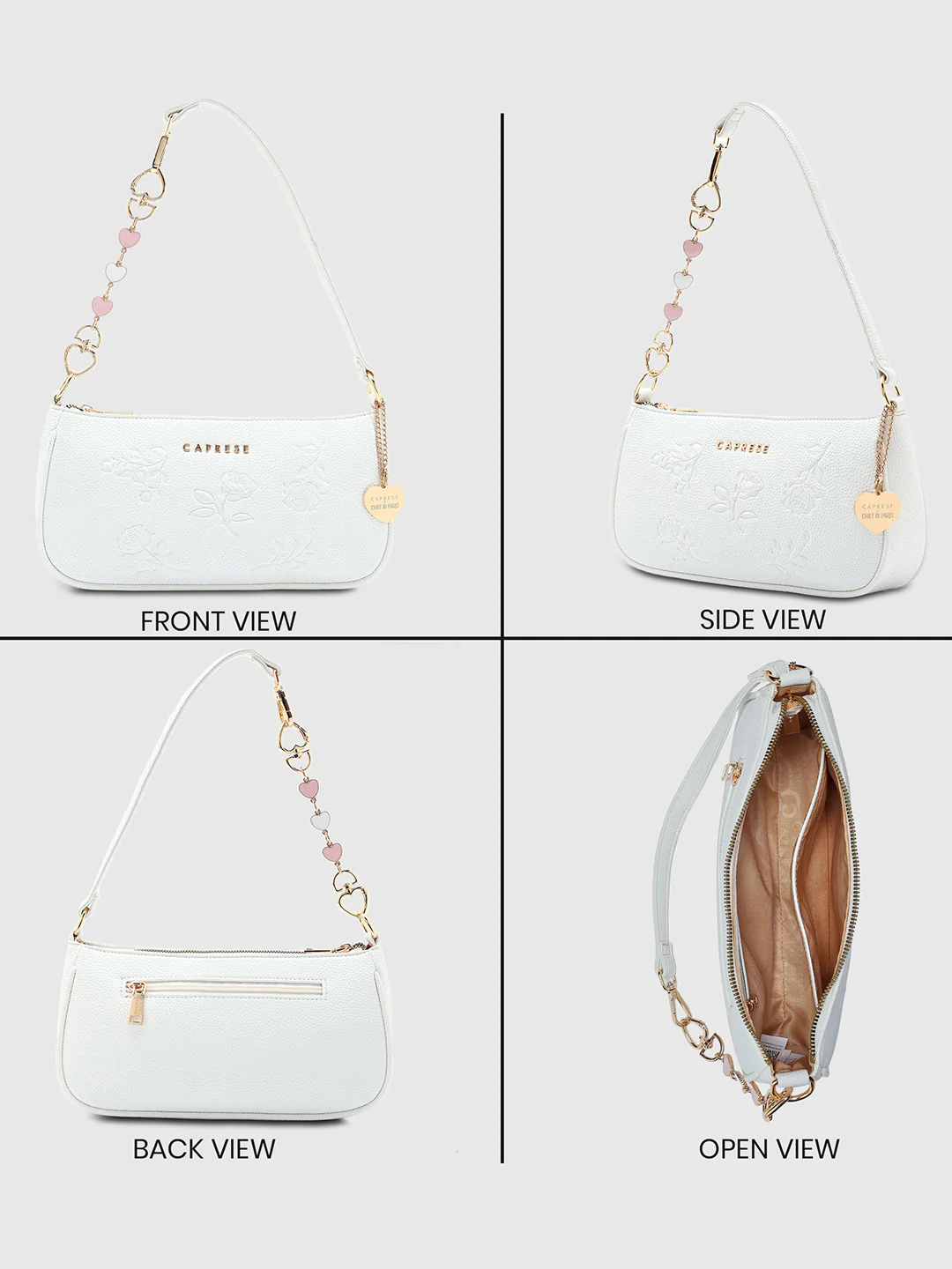 Caprese Rose Medium White Baguette Bag - Image 10