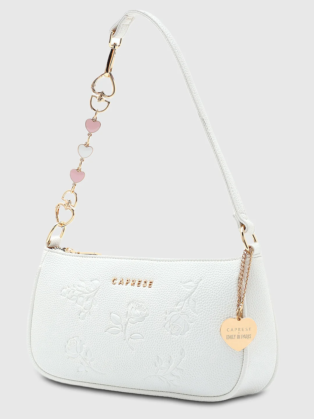 Caprese Rose Medium White Baguette Bag - Image 13