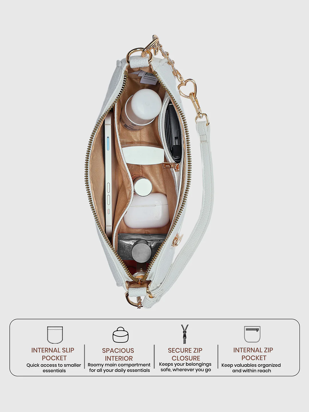 Caprese Rose Medium White Baguette Bag - Image 4