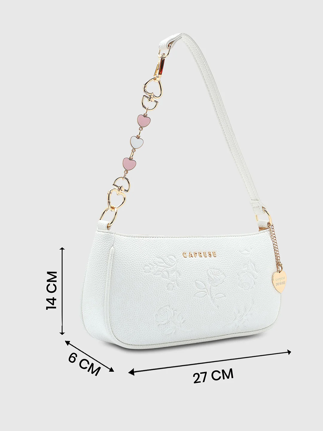 Caprese Rose Medium White Baguette Bag - Image 8