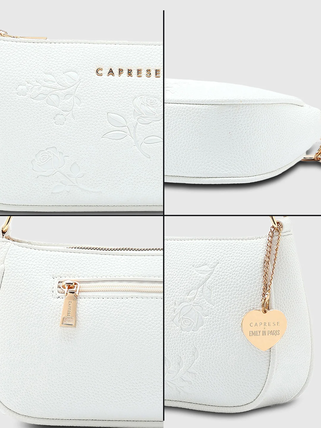 Caprese Rose Medium White Baguette Bag - Image 9