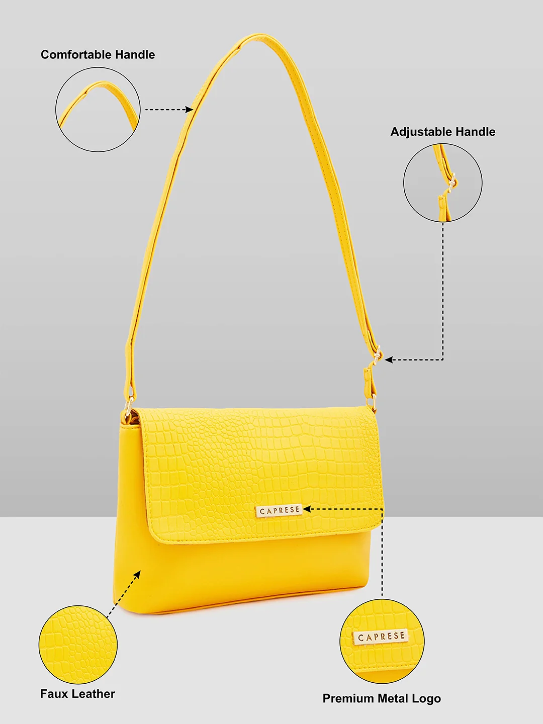 Caprese Rosemary Large Yellow Ochre Sling Bag - Image 7