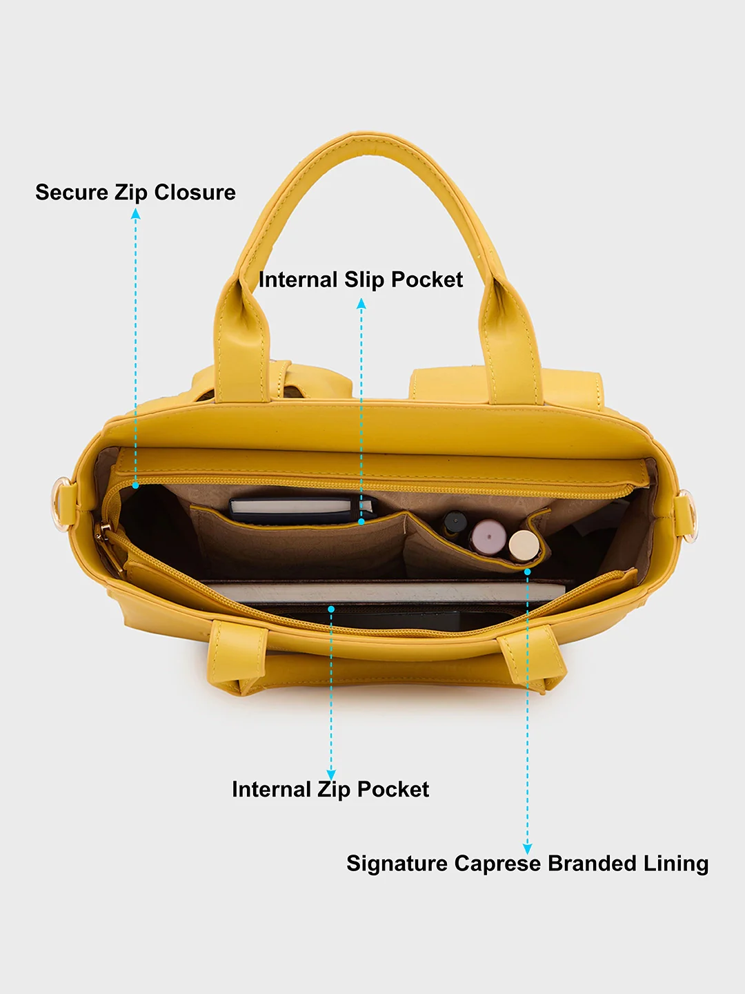 Caprese Roxena Medium Yellow Tote Bag - Image 9