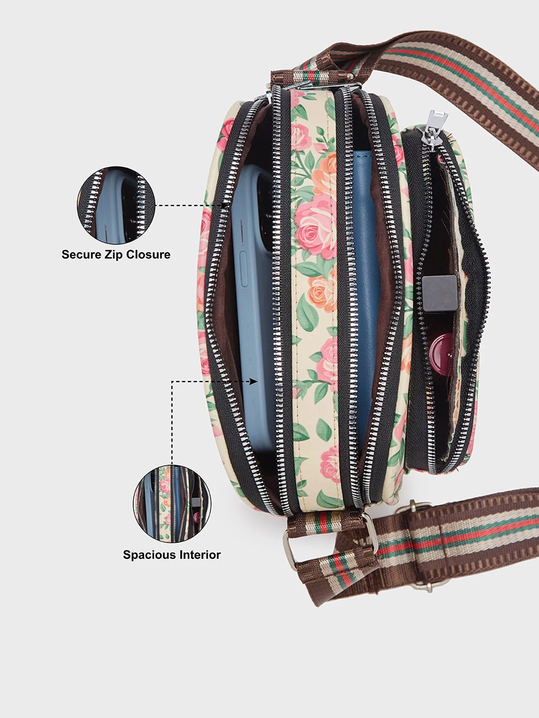 Caprese Ryko Medium Beige Sling Bag - Image 7