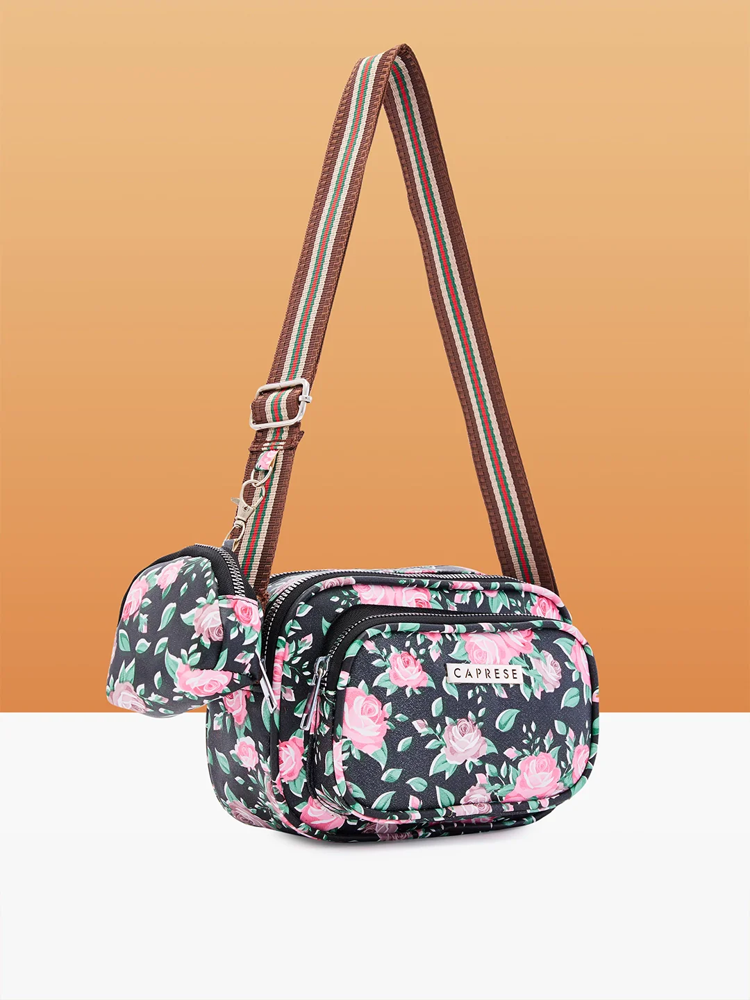 Caprese Ryko Medium Black Sling Bag - Image 7