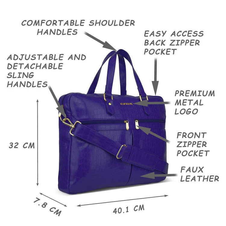 Caprese Rylee Satchel Large Blue Laptop Bag - Image 5