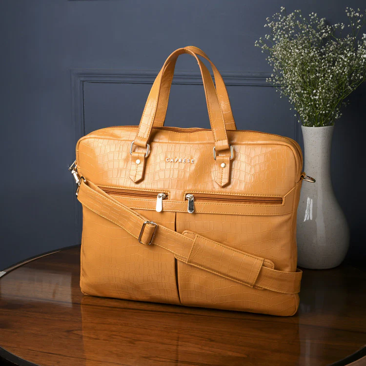 Caprese Rylee Satchel Large Yellow Laptop Bag - Image 2