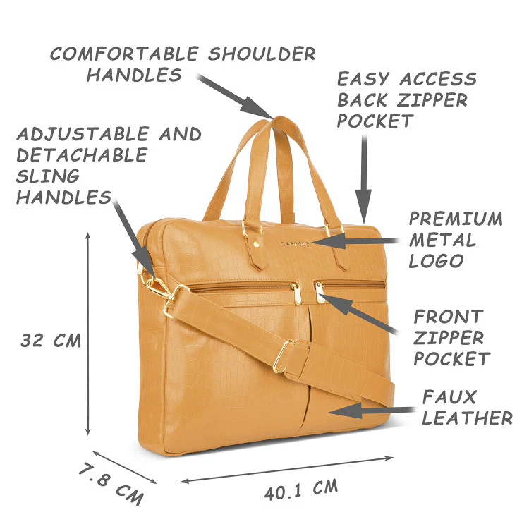 Caprese Rylee Satchel Large Yellow Laptop Bag - Image 5