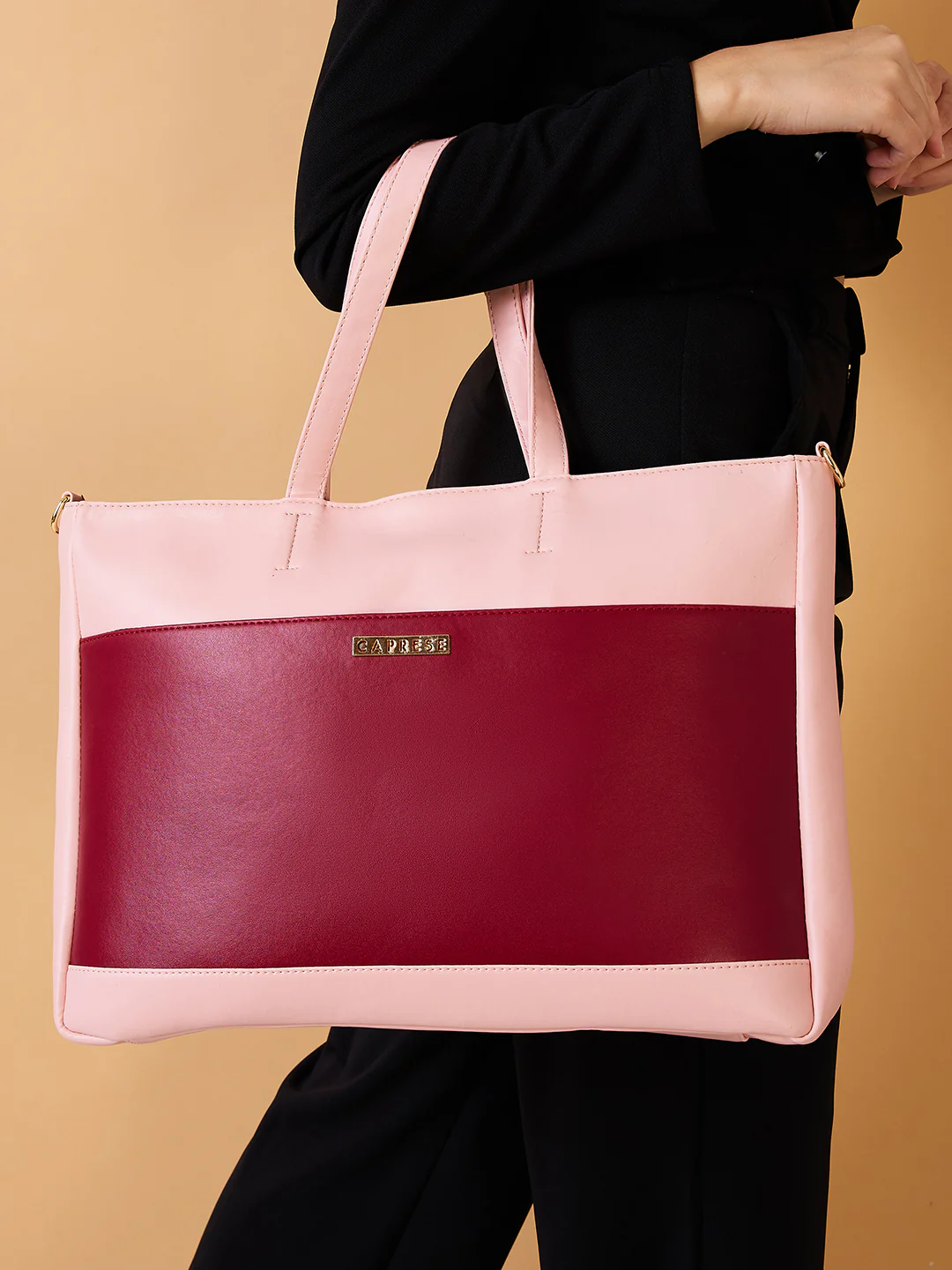 Caprese Ryma Medium Blush & Maroon Laptop Bag Bag - Image 10
