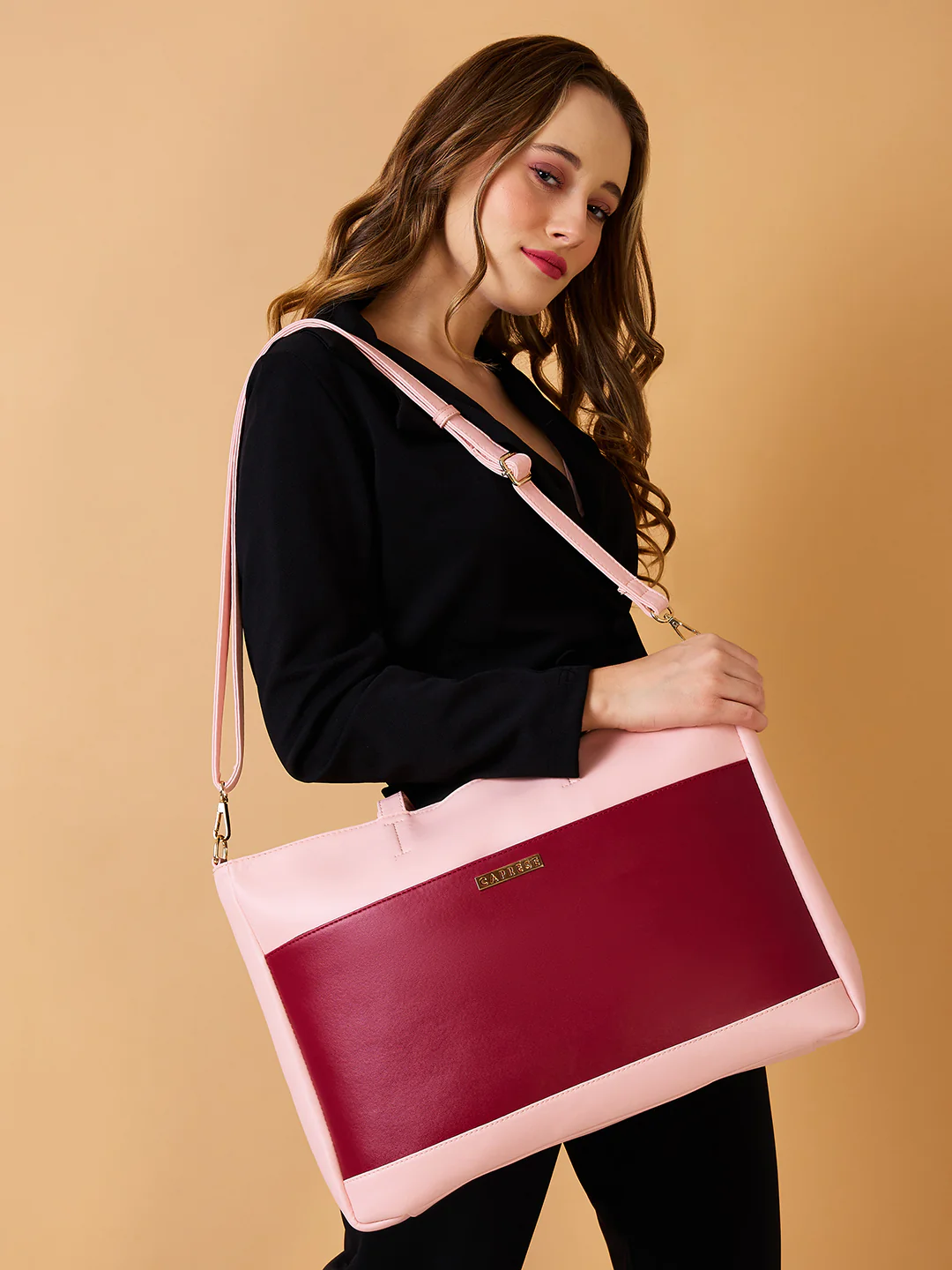 Caprese Ryma Medium Blush & Maroon Laptop Bag Bag - Image 2