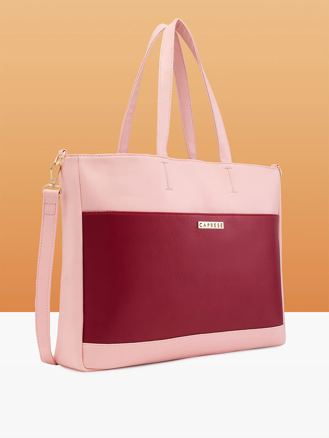 Caprese Ryma Medium Blush & Maroon Laptop Bag Bag - Image 4