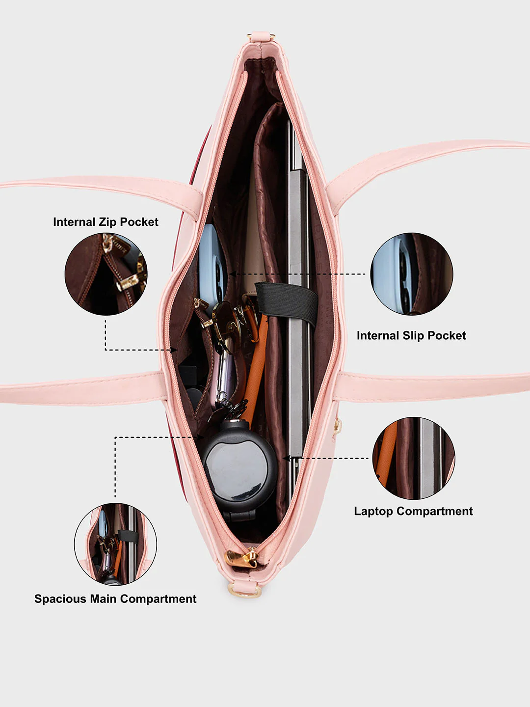 Caprese Ryma Medium Blush & Maroon Laptop Bag Bag - Image 7
