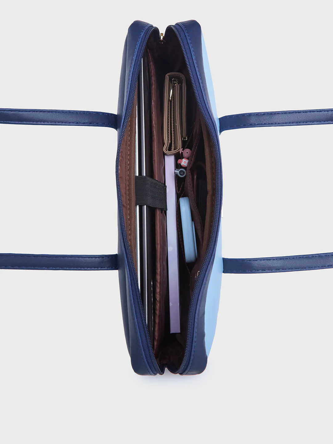 Caprese Ryma Small Blue & Navy Laptop Bag Bag - Image 8
