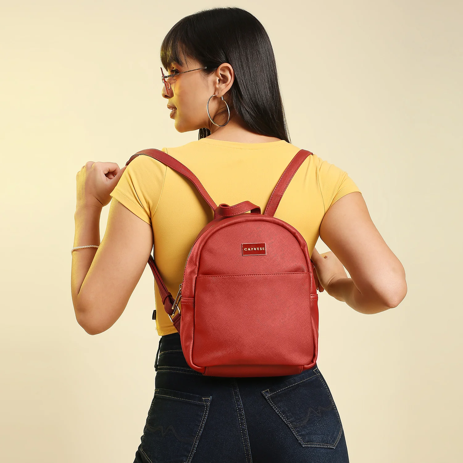 Caprese Sabeena Medium Maroon Backpack - Image 3
