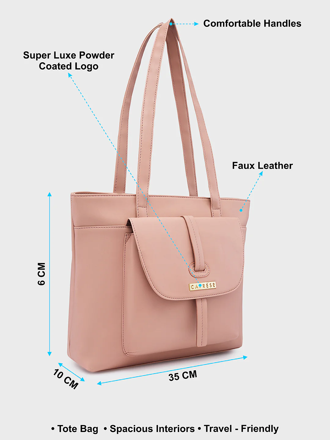 Caprese Sabeera Large Blush Tote Bag - Image 7