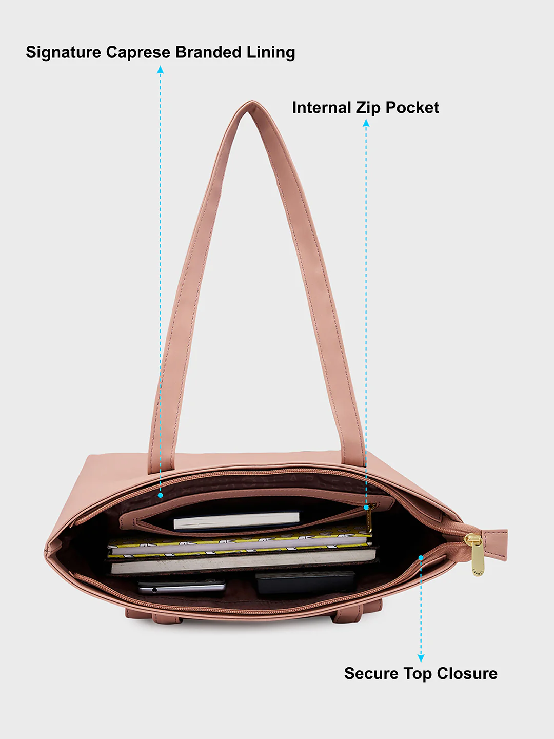 Caprese Sabeera Large Blush Tote Bag - Image 8
