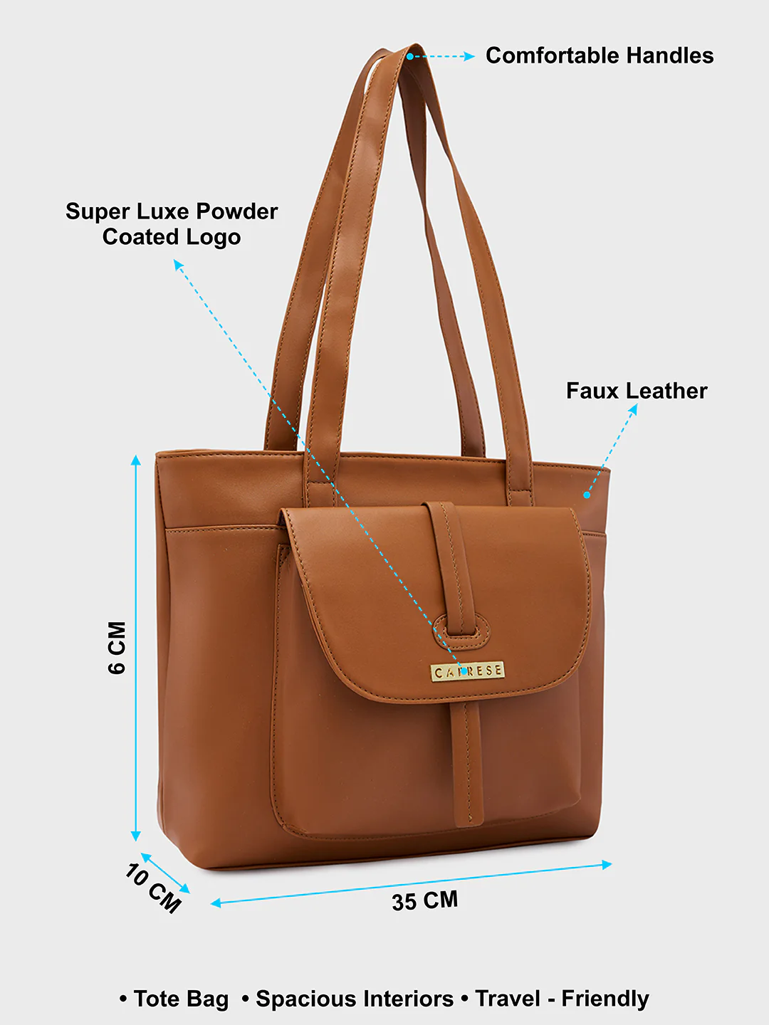 Caprese Sabeera Large Tan Tote Bag - Image 6