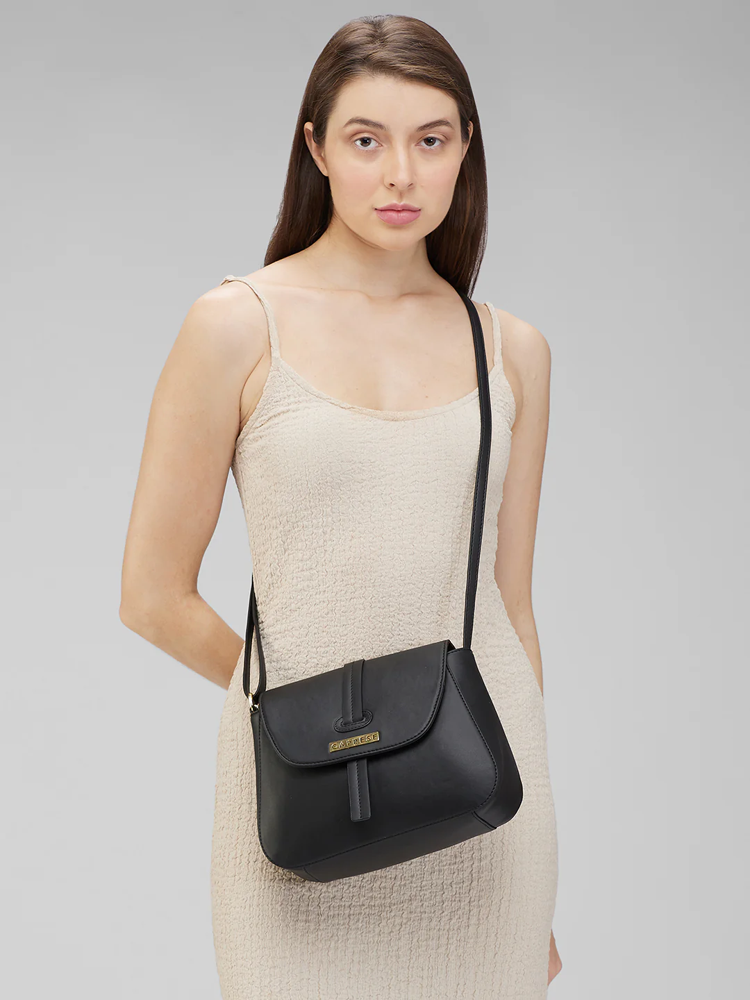 Caprese Sabeera Small Black Sling Bag - Image 8