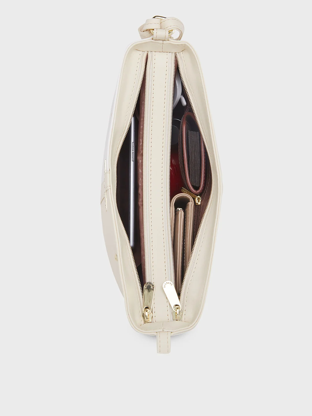 Caprese Sabreen Medium Beige Sling Bag - Image 8