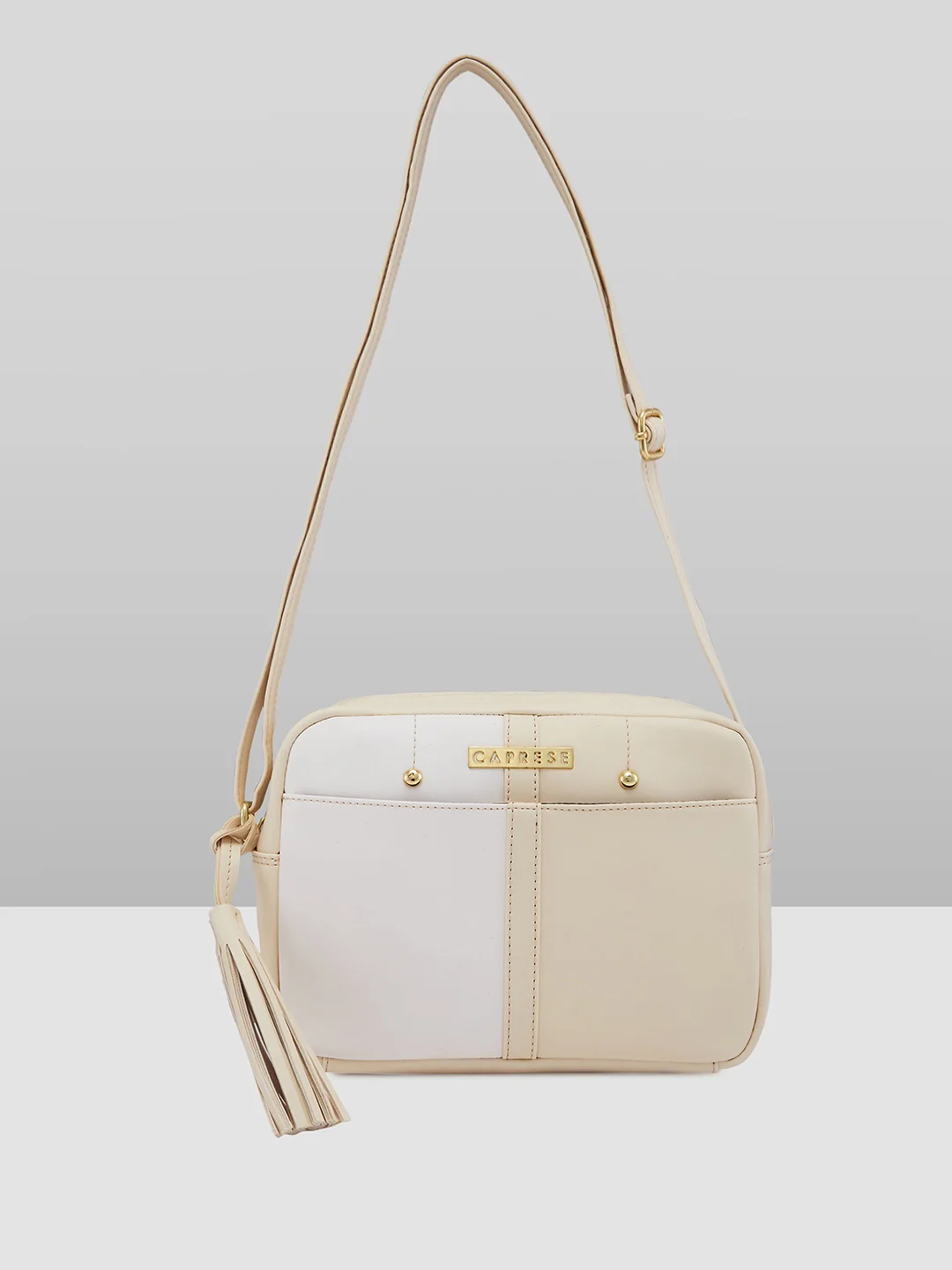 Caprese Sabreen Small Beige Sling Bag