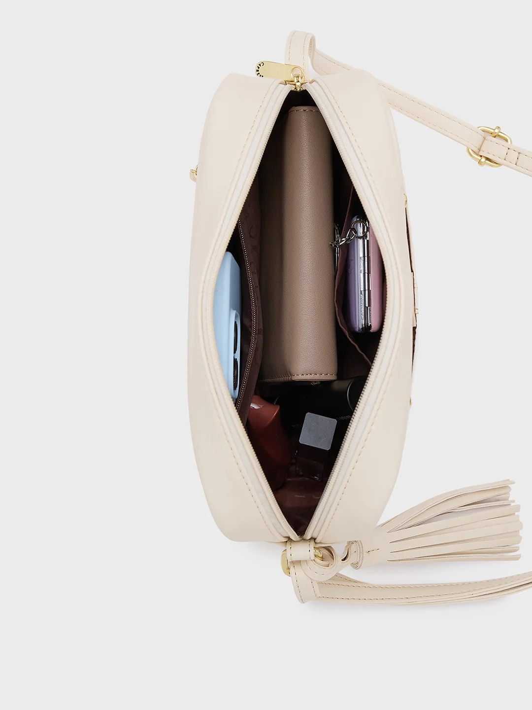 Caprese Sabreen Small Beige Sling Bag - Image 8