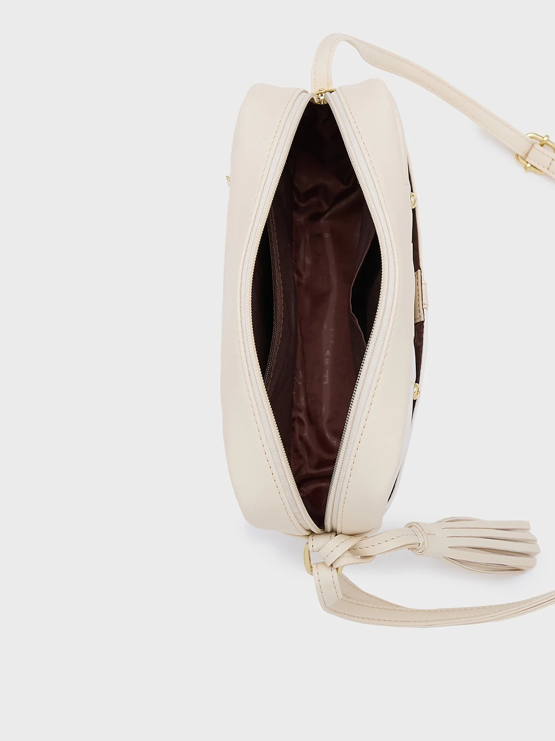 Caprese Sabreen Small Beige Sling Bag - Image 9