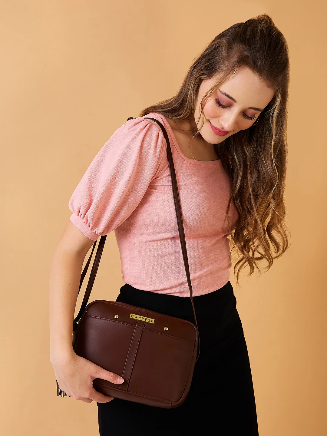 Caprese Sabreen Small Chocolate Sling Bag - Image 2