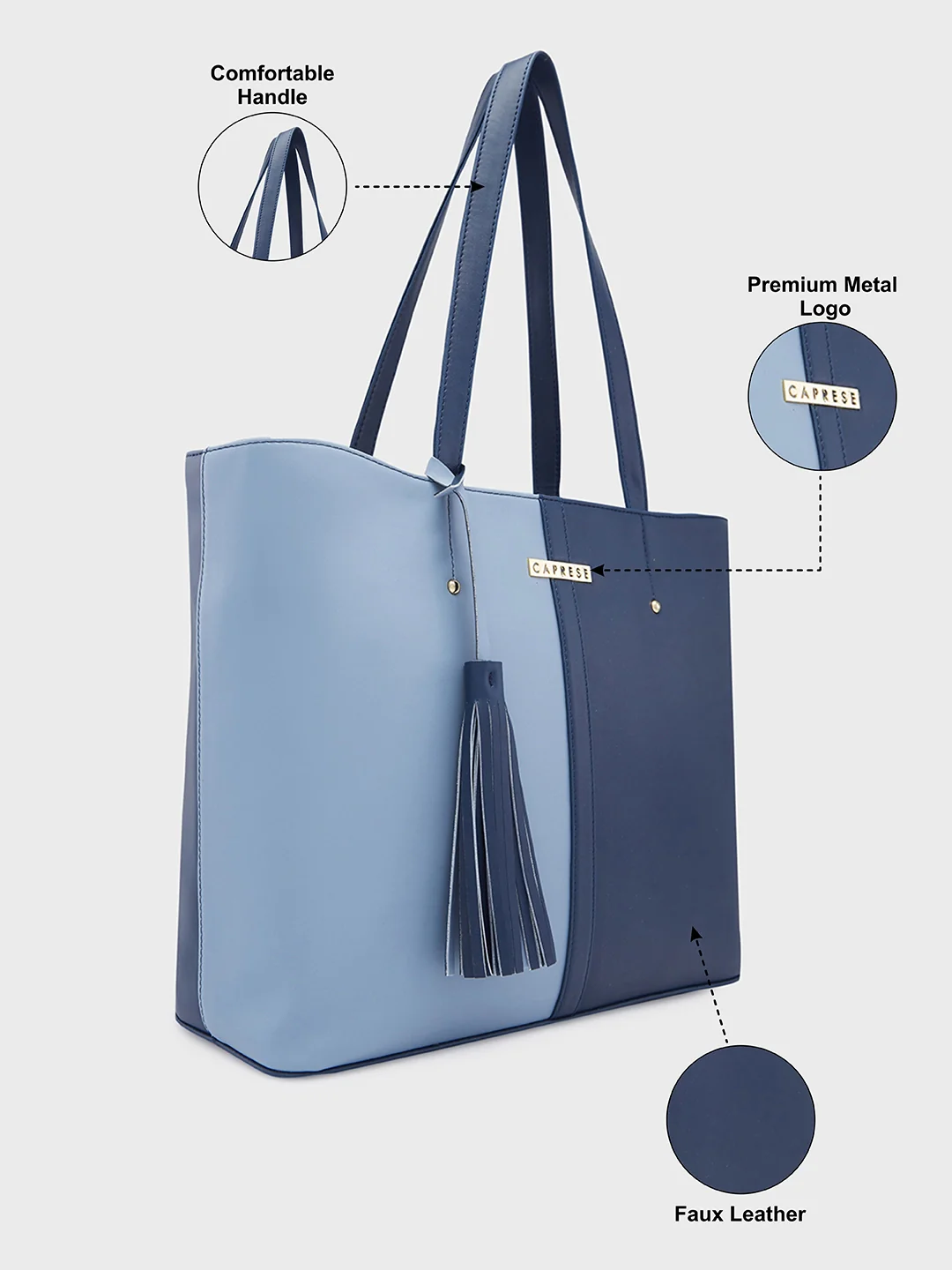 Caprese Sabreen Large Blue Navy Tote Bag - Image 6