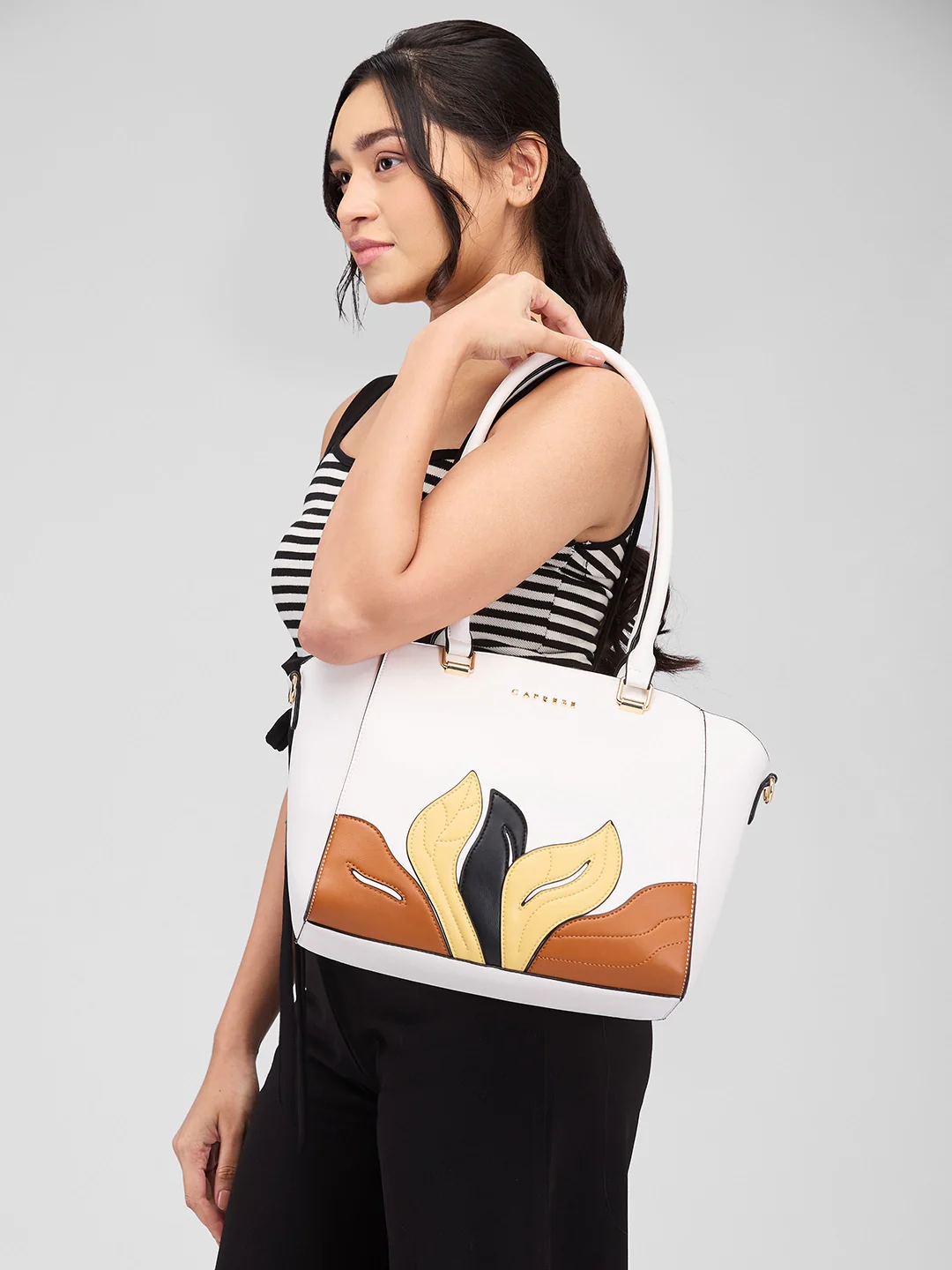 Caprese Sage Medium White Satchel Bag - Image 12