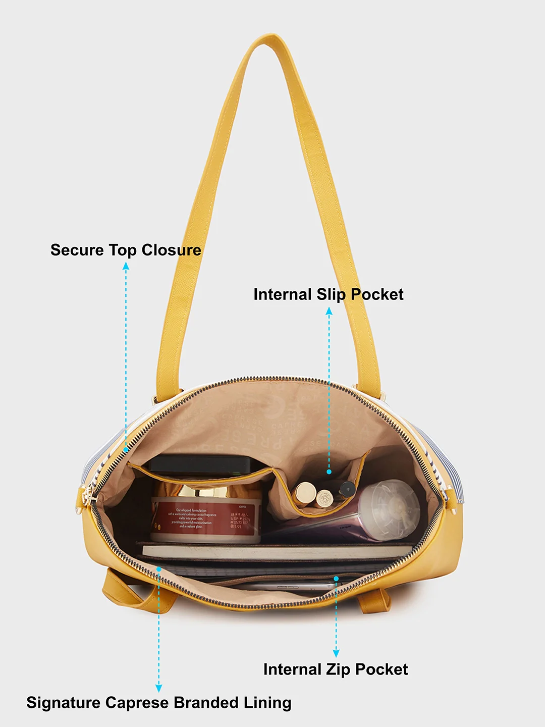 Caprese Sailer Medium Yellow Satchel Bag - Image 8
