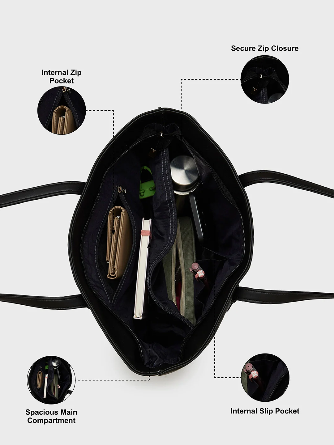 Caprese Salvo Medium Black Tote Bag - Image 6