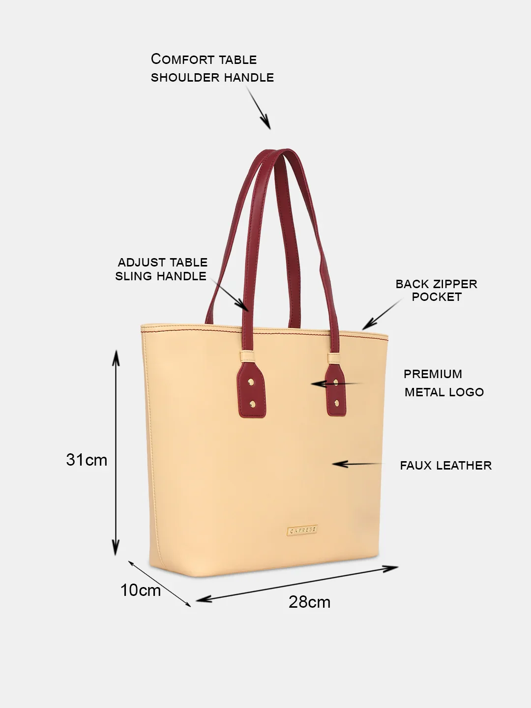 Caprese Salvo Medium Maroon Tote Bag - Image 4