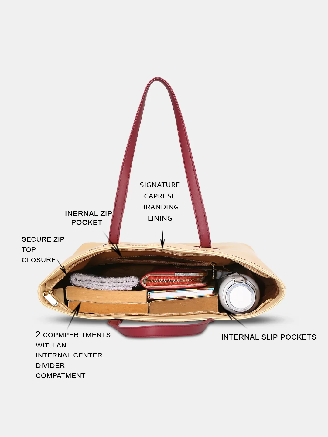 Caprese Salvo Medium Maroon Tote Bag - Image 5