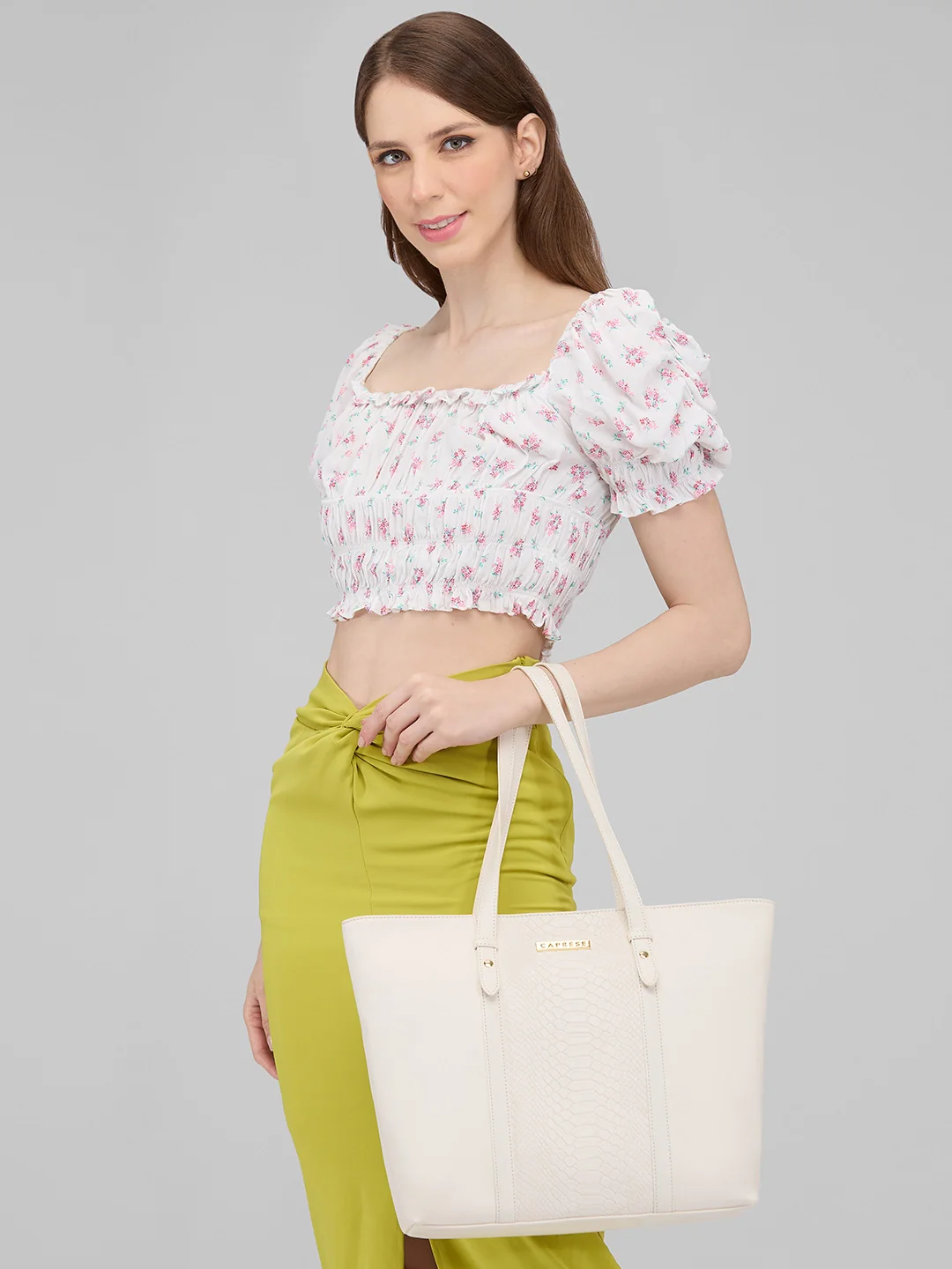 Caprese Sameera Tote Large Off White Laptop Bag - Image 12