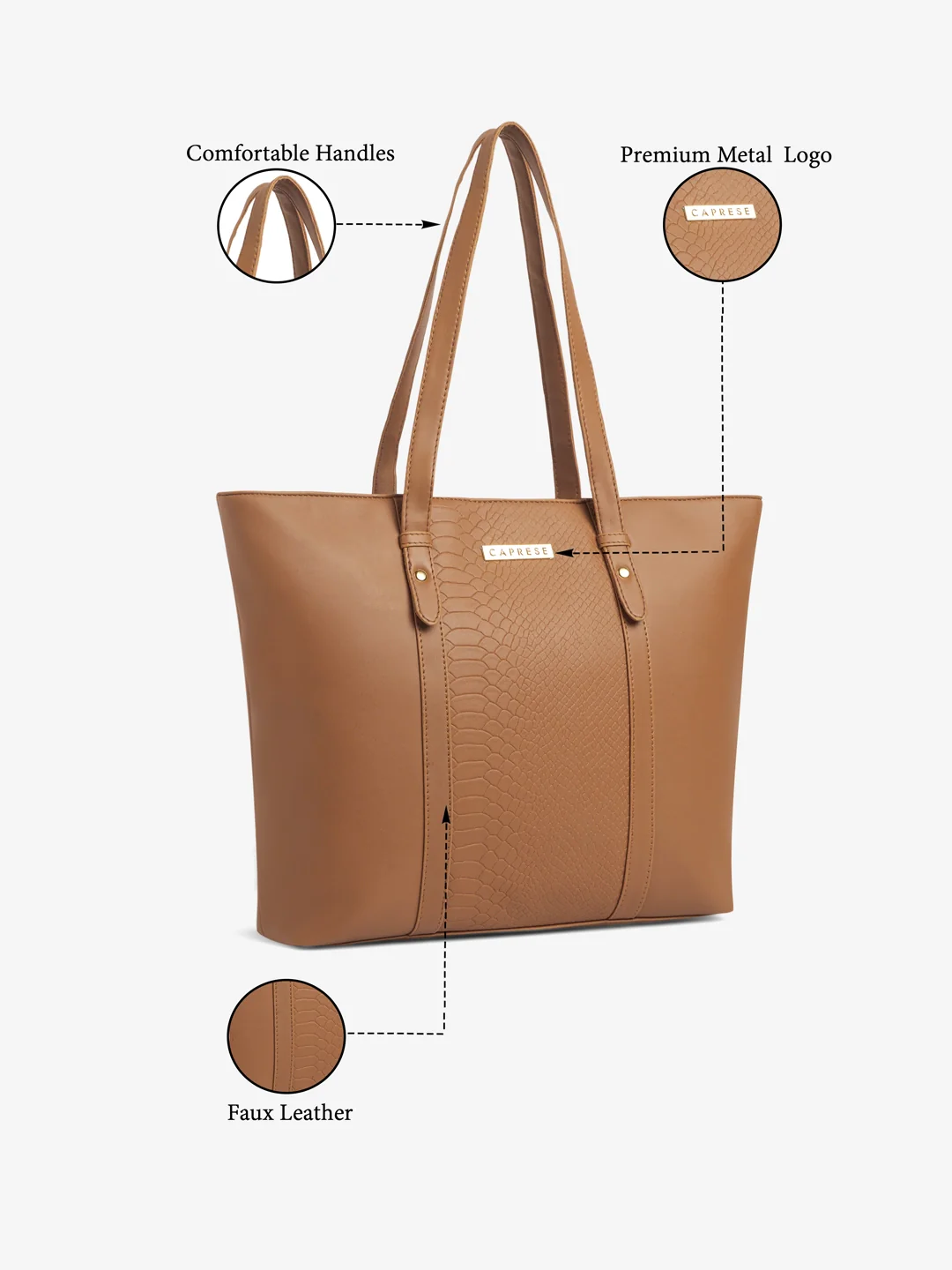 Caprese Sameera Tote Large Tan Laptop Bag - Image 3