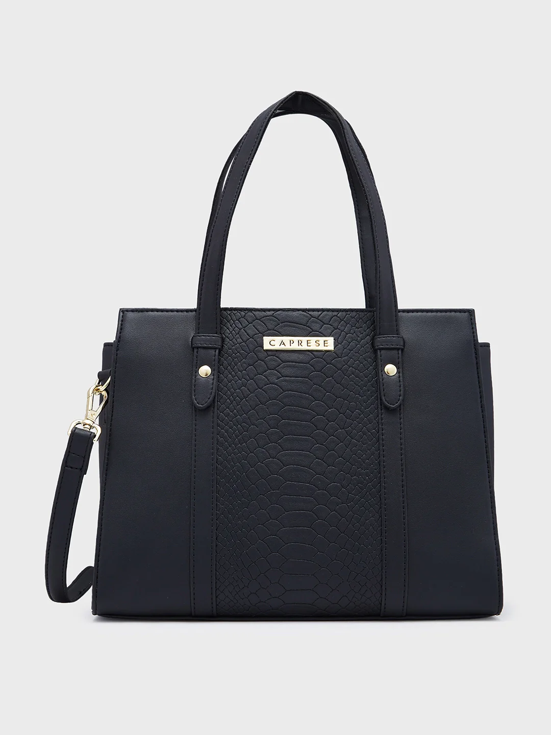 Caprese Sameera Medium Black Satchel Bag