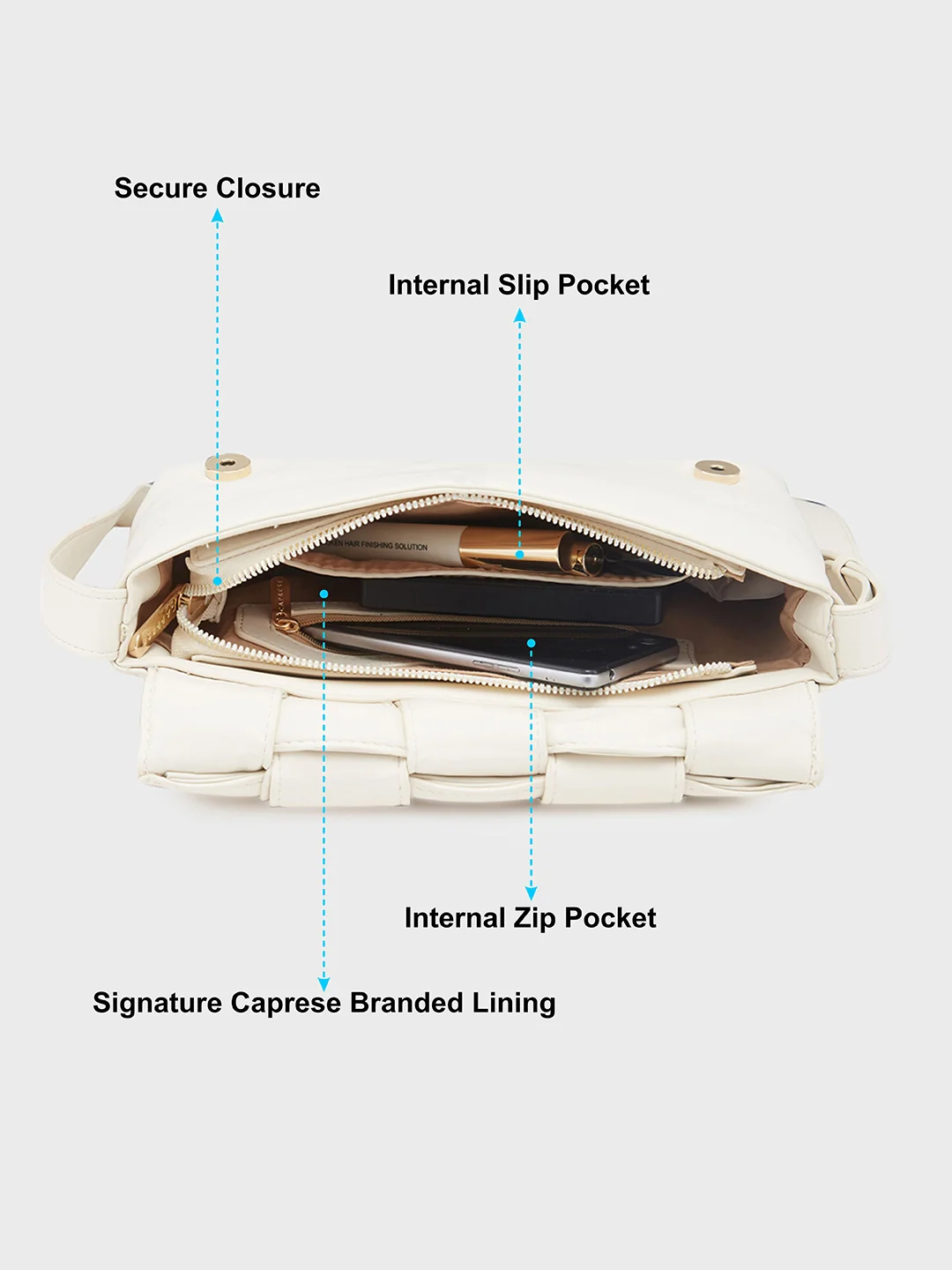 Caprese Sandie Small Ecru Sling Bag - Image 5