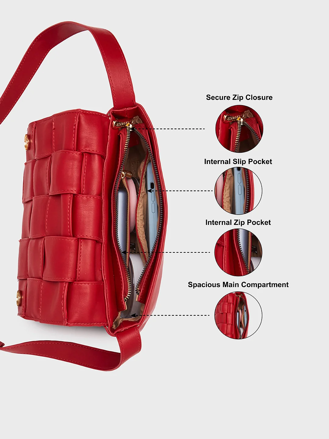 Caprese Sandie Small Red Sling Bag - Image 7