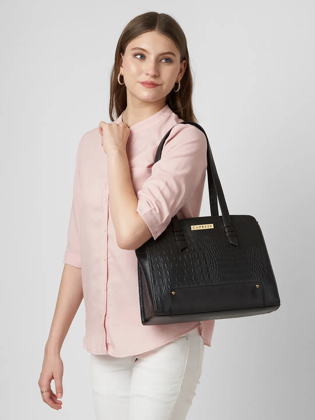 Caprese  Sansa Large Black Satchel Bag - Image 8