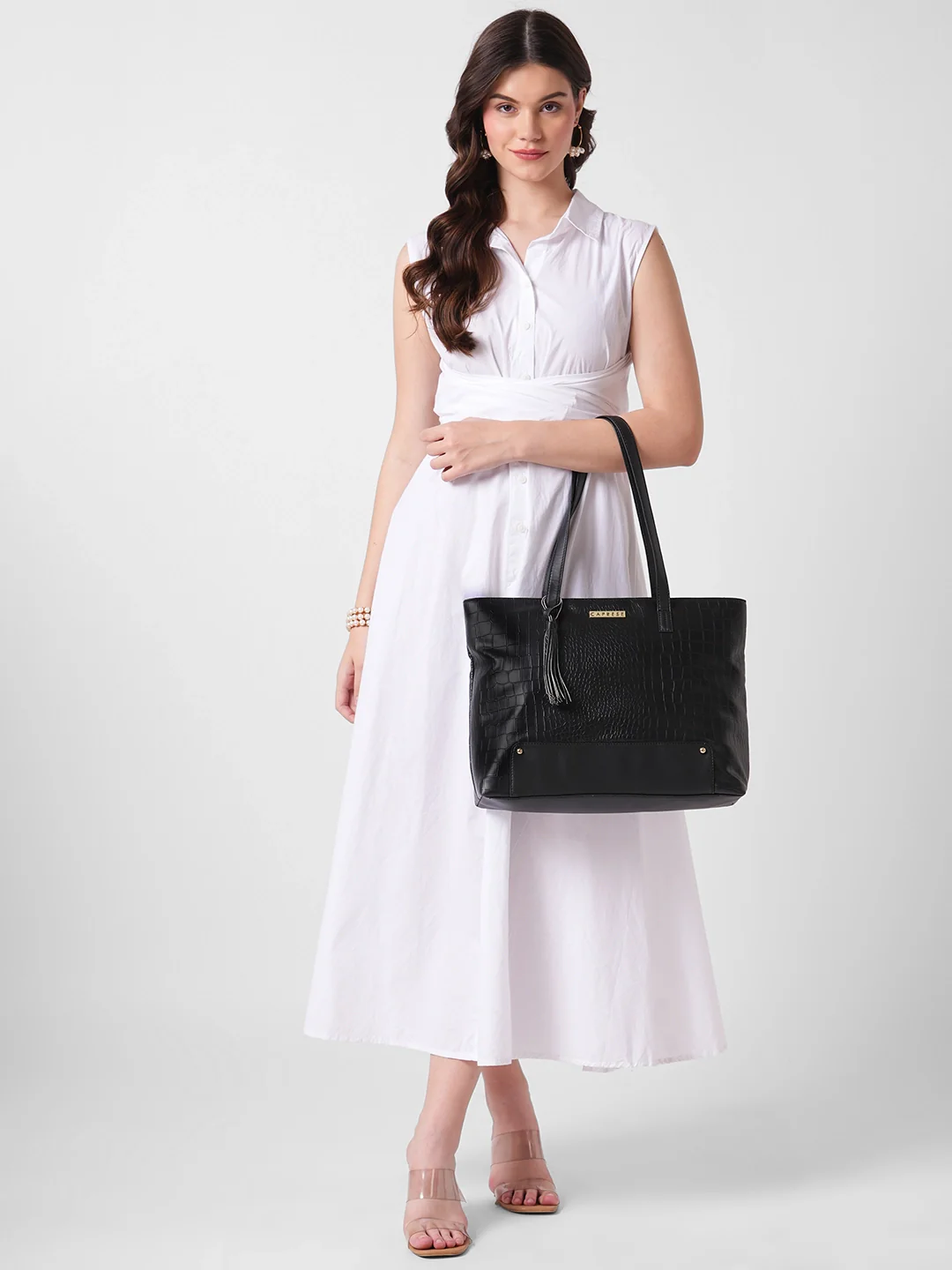 Caprese Sansa Large Black Tote Bag - Image 9