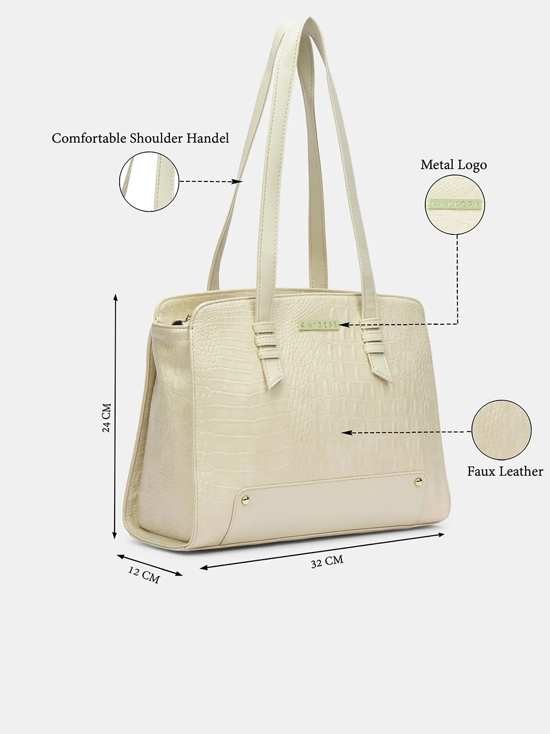 Caprese  Sansa Large Dark Beige Satchel Bag - Image 8