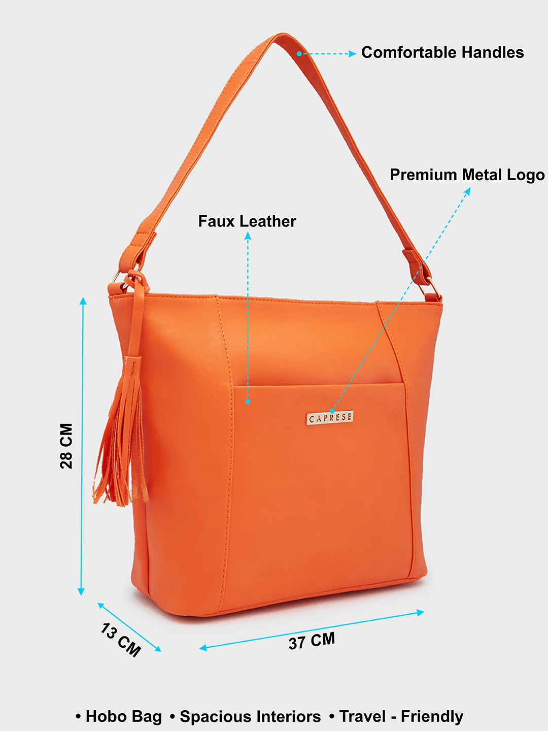 Caprese Sari Medium Burnt Orange Hobo Bag - Image 7