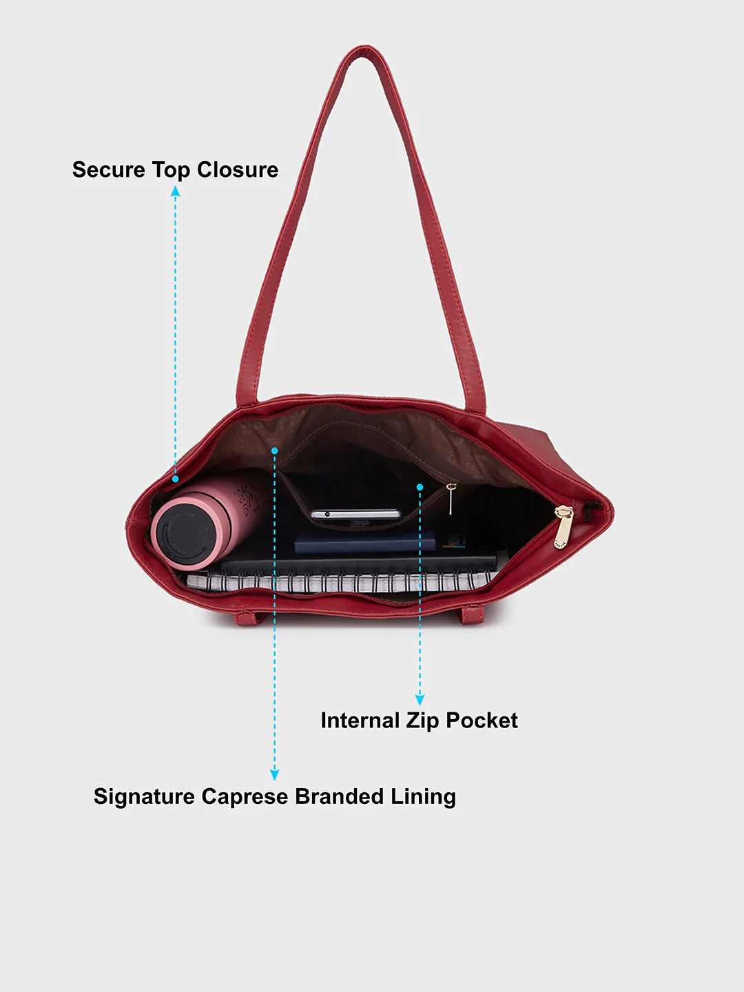 Caprese Sari Medium Maroon Tote Bag - Image 8