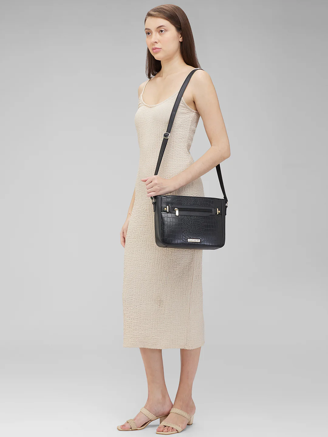 Caprese Savina Medium Black Sling Bag - Image 3