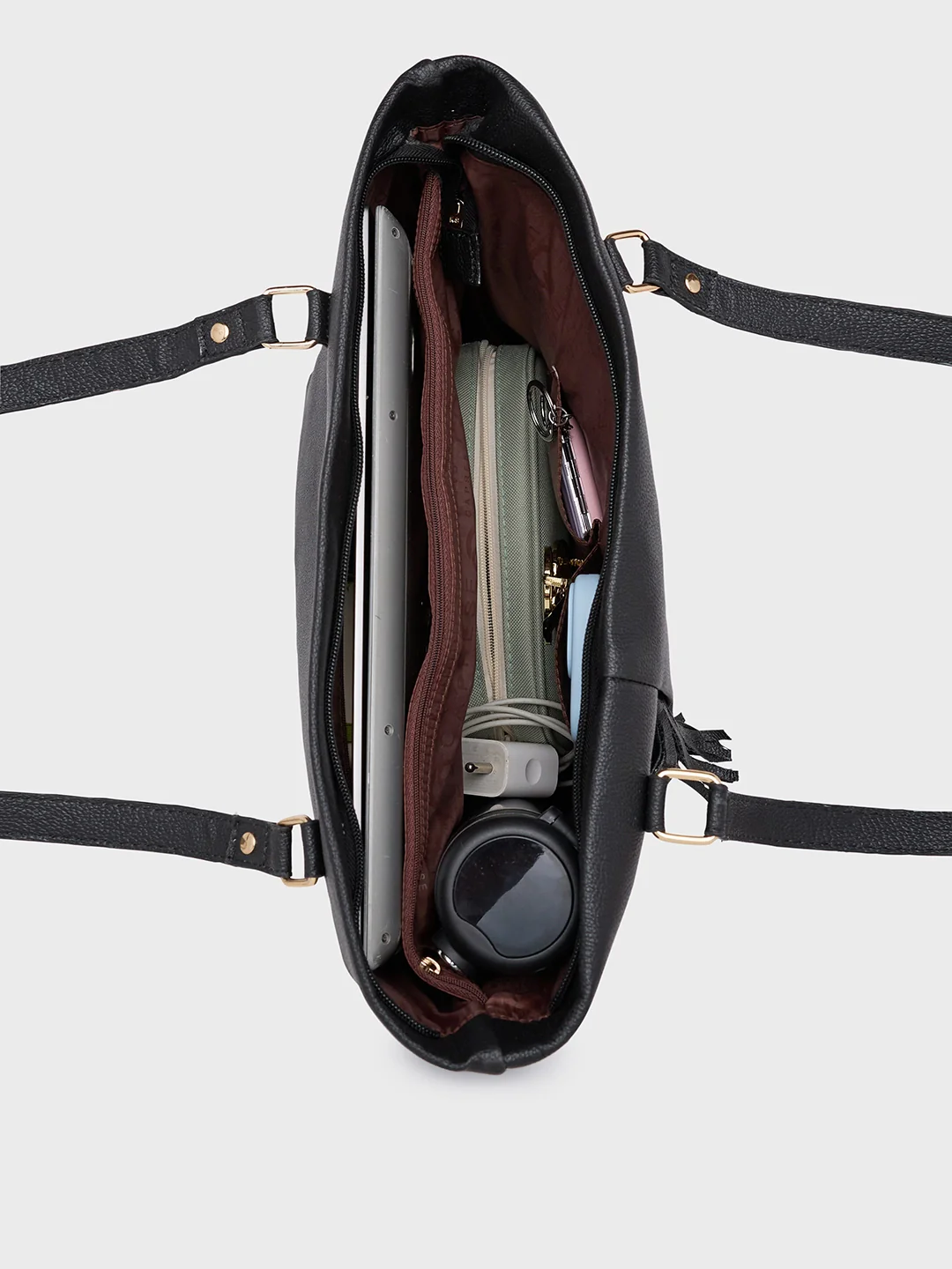 Caprese Scotty Medium Black Tote Bag - Image 8