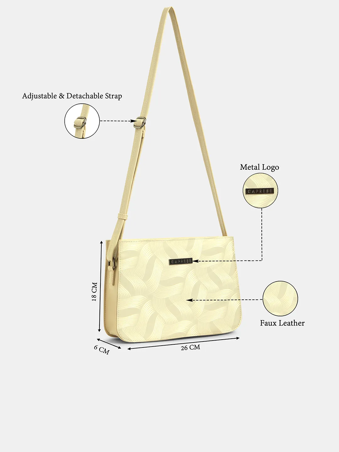 Caprese Seiko Medium Dark Beige Sling Bag - Image 3