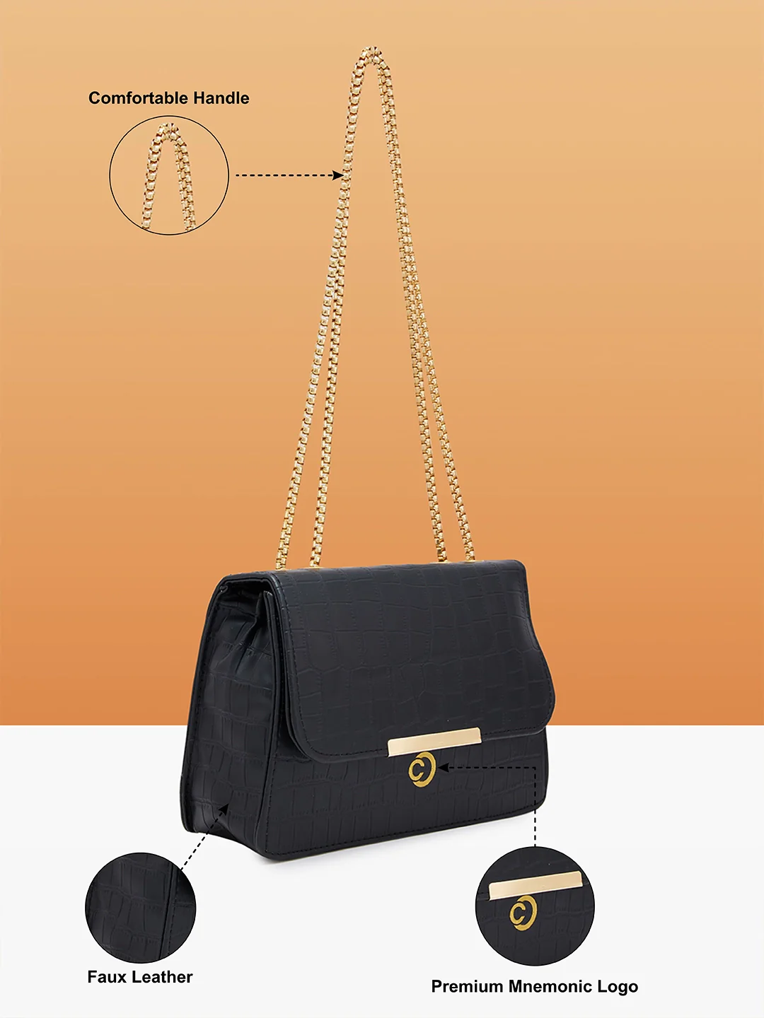 Caprese Selena Medium Black Sling Bag - Image 6