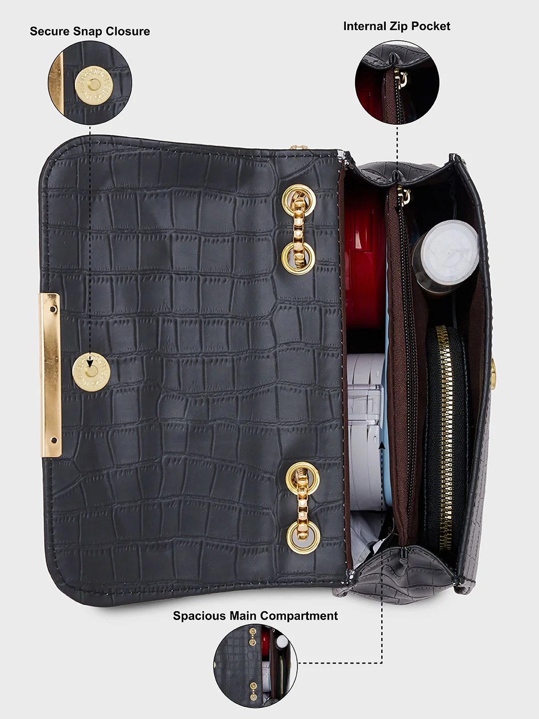 Caprese Selena Medium Black Sling Bag - Image 7